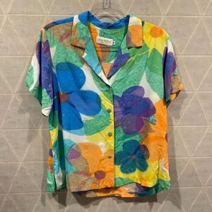 JAMS WORLD “CREPE FLOWER” Button-Down Shirt, Sz M